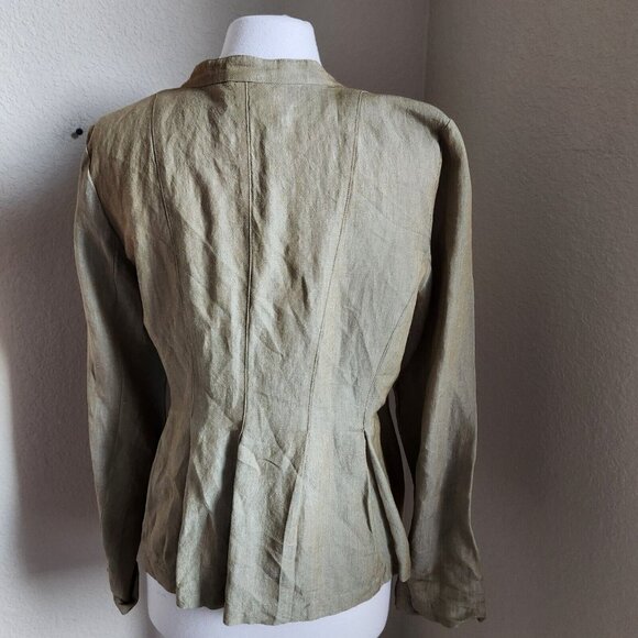 Eileen Fisher Linen‎ Jacket Women M Mandarin Collar Iridescent Lagenlook - Picture 5 of 15